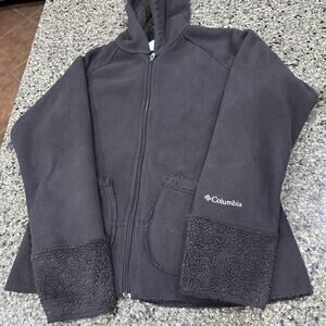 Columbia Jacket Womens Size M Black Sherpa Lined Fleece Full Zip Hooded WL6901